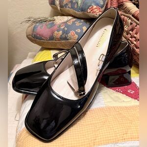 Beranmey Black Patent Vegan Leather Double Strap Mary Janes Size 7 1/2